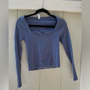 Yogalicious Ribbed Blue Long Sleeve Top